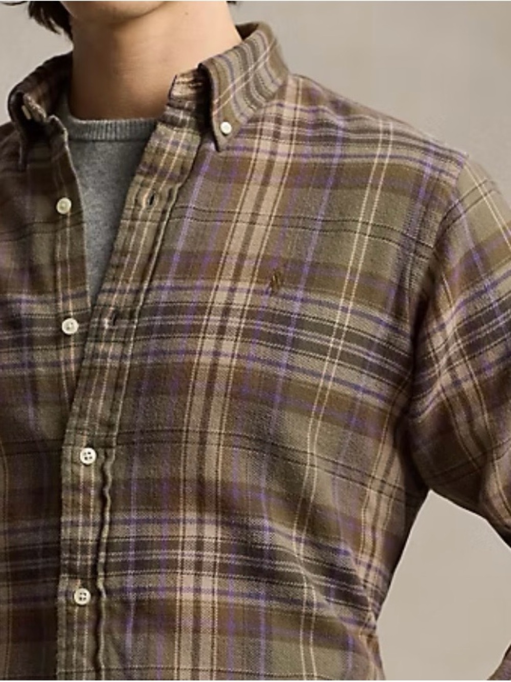 Ralph Lauren Classic Fit Plaid Brushed Flannel Shirt